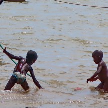 Boys enjoying the water of Tanganyika Lake
